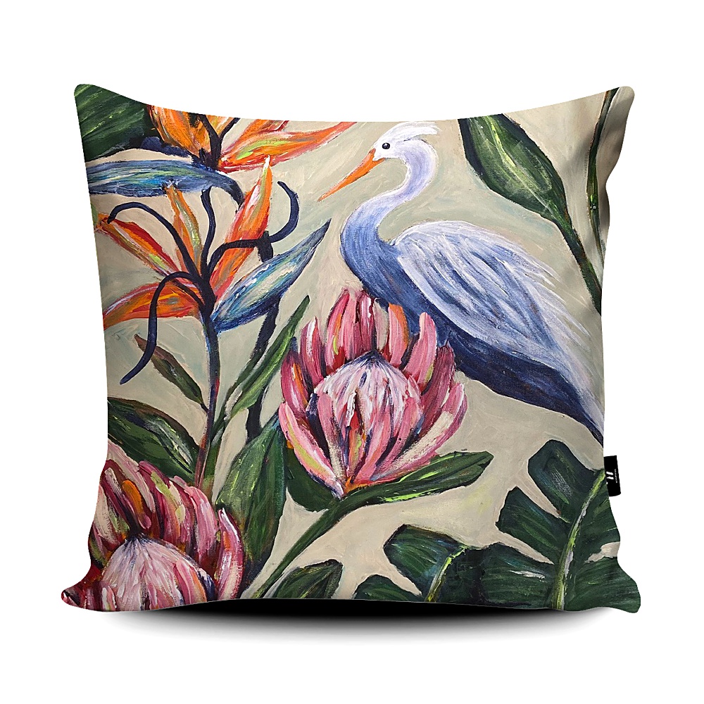Heron & Protea Scatter Cushion